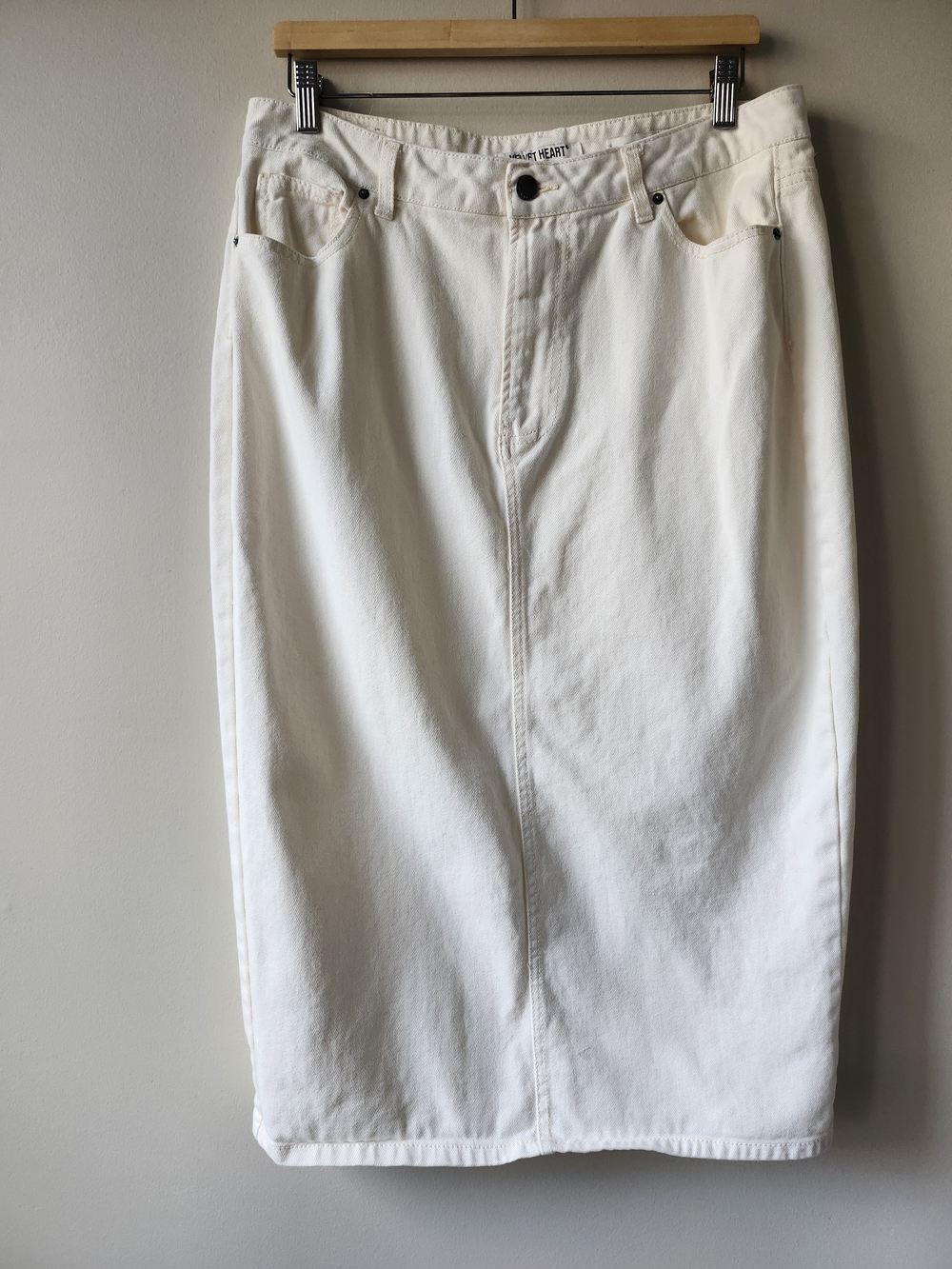 Velvet Heart White Denim Midi Skirt - Picture 2 of 9